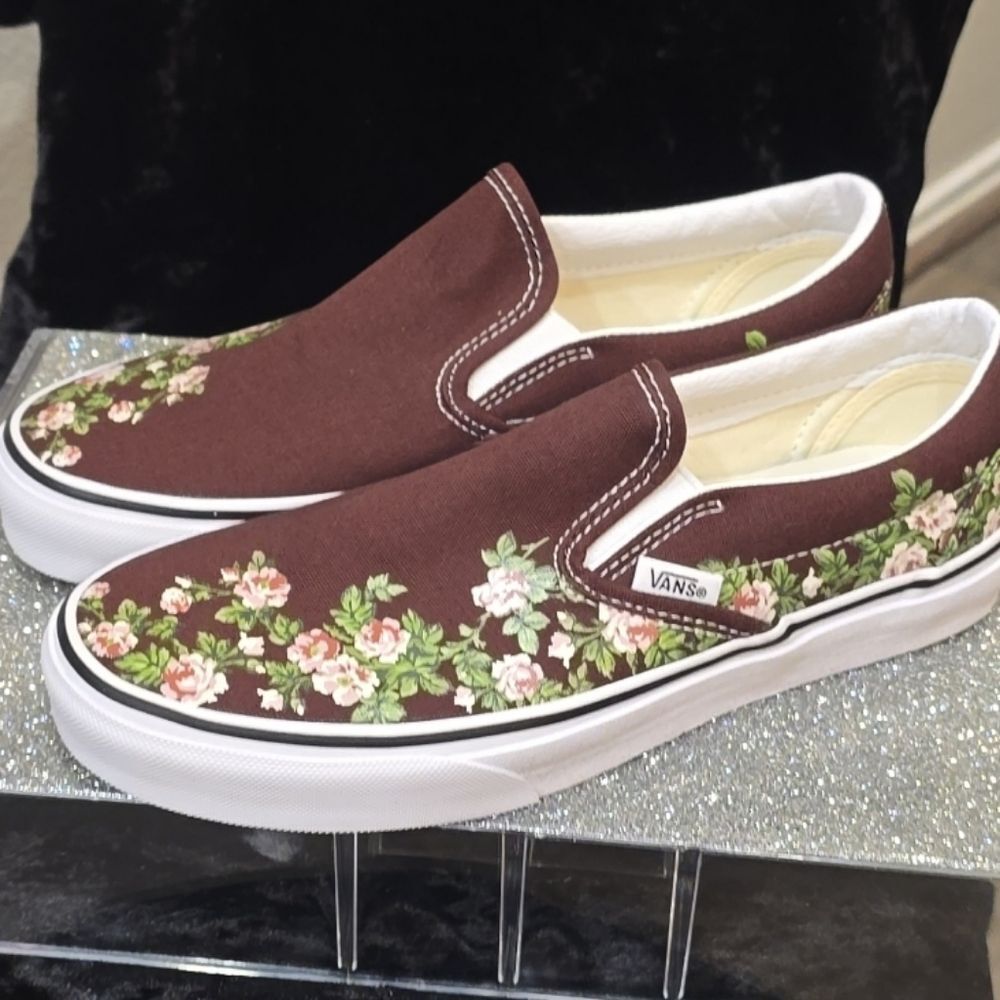 Vans Classic Slip-On Wallflower Floral Shoe- Bitter Chocolate Brown - Picture 7 of 10